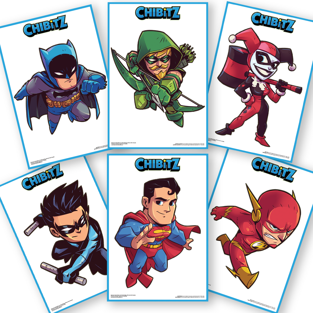 Bedrock Collectables DC Comics Superhero Chibitz Posters - 6 Pack